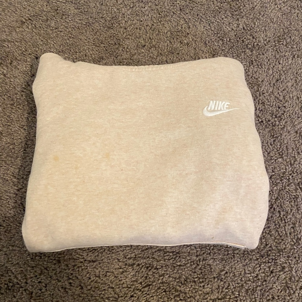 cream nike funnel neck hoodie